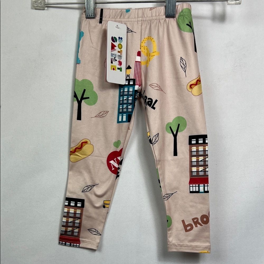 Dot Dot Smile New York Theme print leggings size 2T